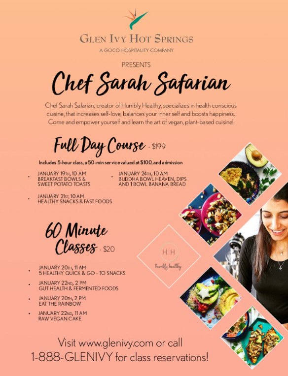 Glen Ivy Hot Springs Spa California Plant Based Cooking Class with Guest Chef Sarah Safarian