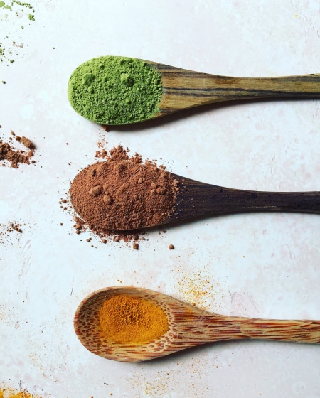 Matcha turmeric and cacao powder